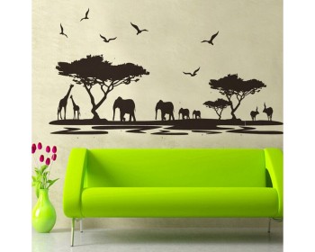 Safari Wall Sticker - Giraffe Elephant and Deersker  Safari Wall Sticker - Giraffe Elephant and Deersker
